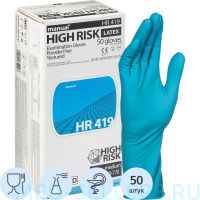 Перчатки латексные, MANUAL HR419, голубые особопрочные 16 гр., M (25 пар)