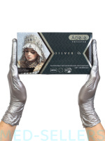 Перчатки нитриловые, ADELE, Серебро, M (50 пар)