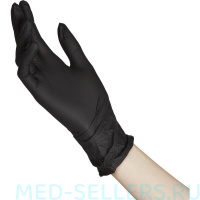 Перчатки нитриловые, FOXY GLOVES черные, 3,5 гр, XL (50 пар)