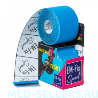 Кинезиологический тейп EM-FIX Sport Tape 5 см 5 м (голубой) базовая фиксация